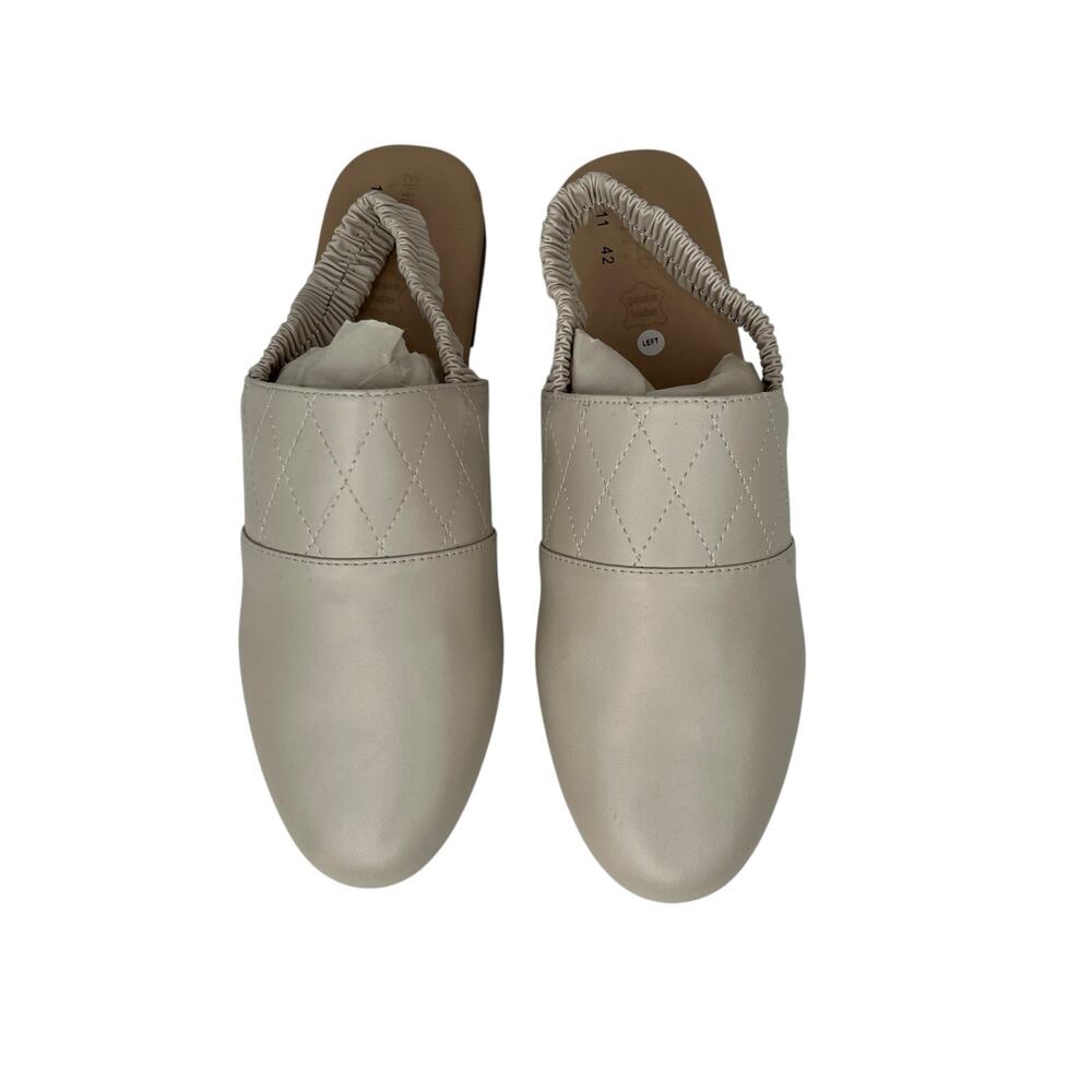 Emerald Label Nude Leather Slingback Flats EU 42 US 11 Quiet Luxury Minimalist